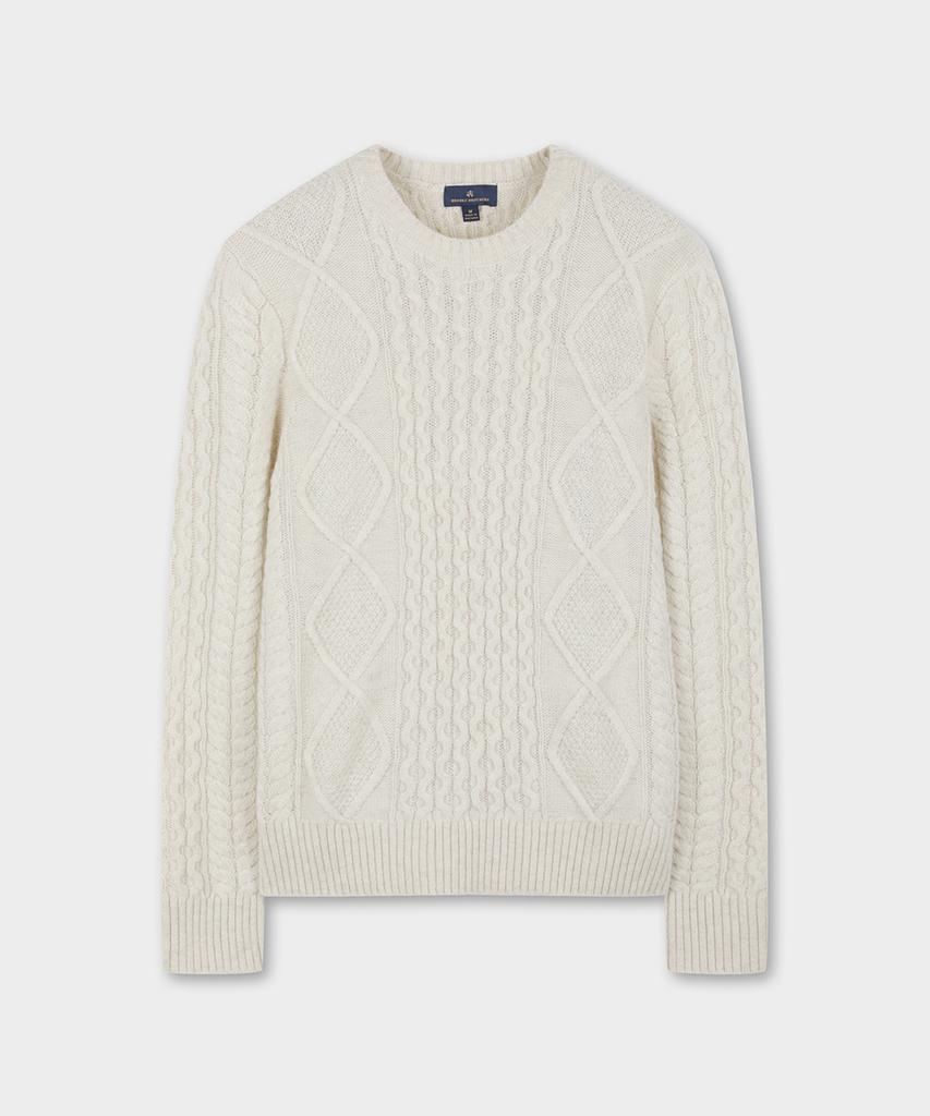 BROOKS BROTHERS Aran Cable Sweater (Ivory) (Bbwrmf4512Bew)
