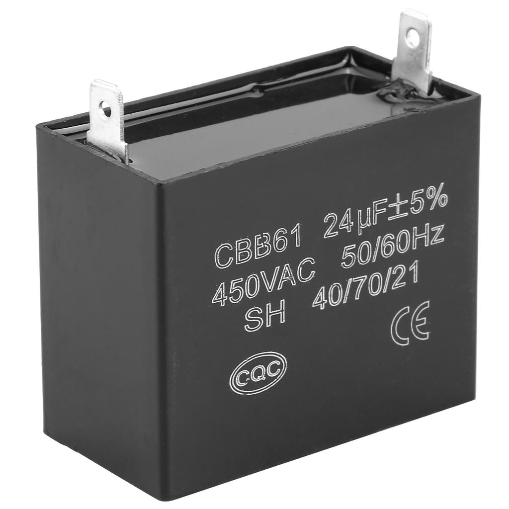 CBB61 Capacitor, 24Uf Metallized Polypropylene Film Starting Capacitor for Gas and Brushless Generators, Suitable for 250, 450 V AC at 50 or 60 Hz