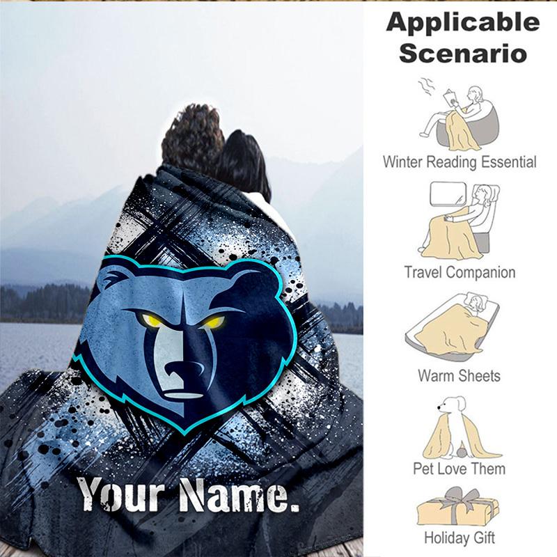 Custom Name Blanket Grizzly Marks Logo Design Blanket Bedding Blanket for Travel, Camping, Living Rooms, Offices, Sofas, Fan Christmas gift