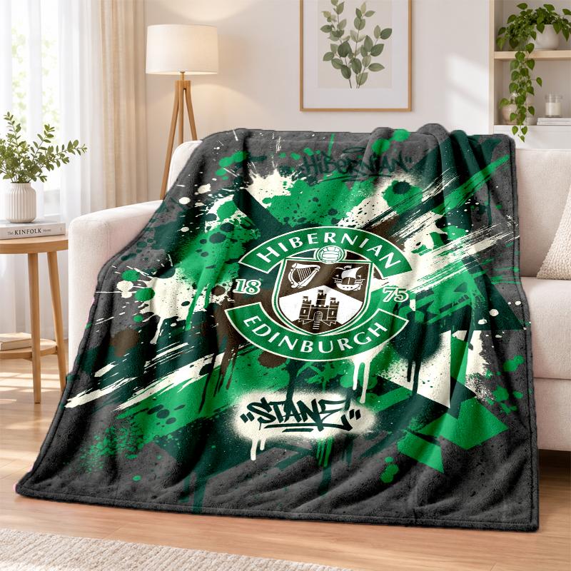 Фланелевое одеяло с принтом Hibernian FC, теплое и уютное, плед для кровати, для домашнего декора