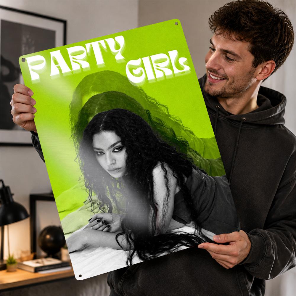 Party Girl Charli Xcx D Printed Texture Poster Personalized Wall Art Retro Metal Tin Signs for Decoration Room Decor Luxury