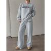 Women's Crewneck Sweatshirt & Drawstring Straight-Leg Pants 2-Piece Set Printed Women's Matching Set for Fall & Winter – Effortlessly Chic