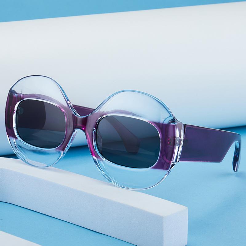 New sunglasses European and American round frame contrasting color hip-hop glasses men's and women's personalized anti-ultraviolet sunglasses