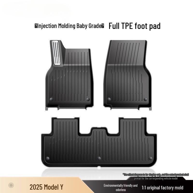 Совместимые TPE коврики для ног для Tesla Model Y: Премиальный набор класса «мать-ребенок»