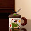 Small Gift Cartoon Straw Cup with Lid Ceramic Cup for Girls Couple Water Cup High Value Mug Household Set