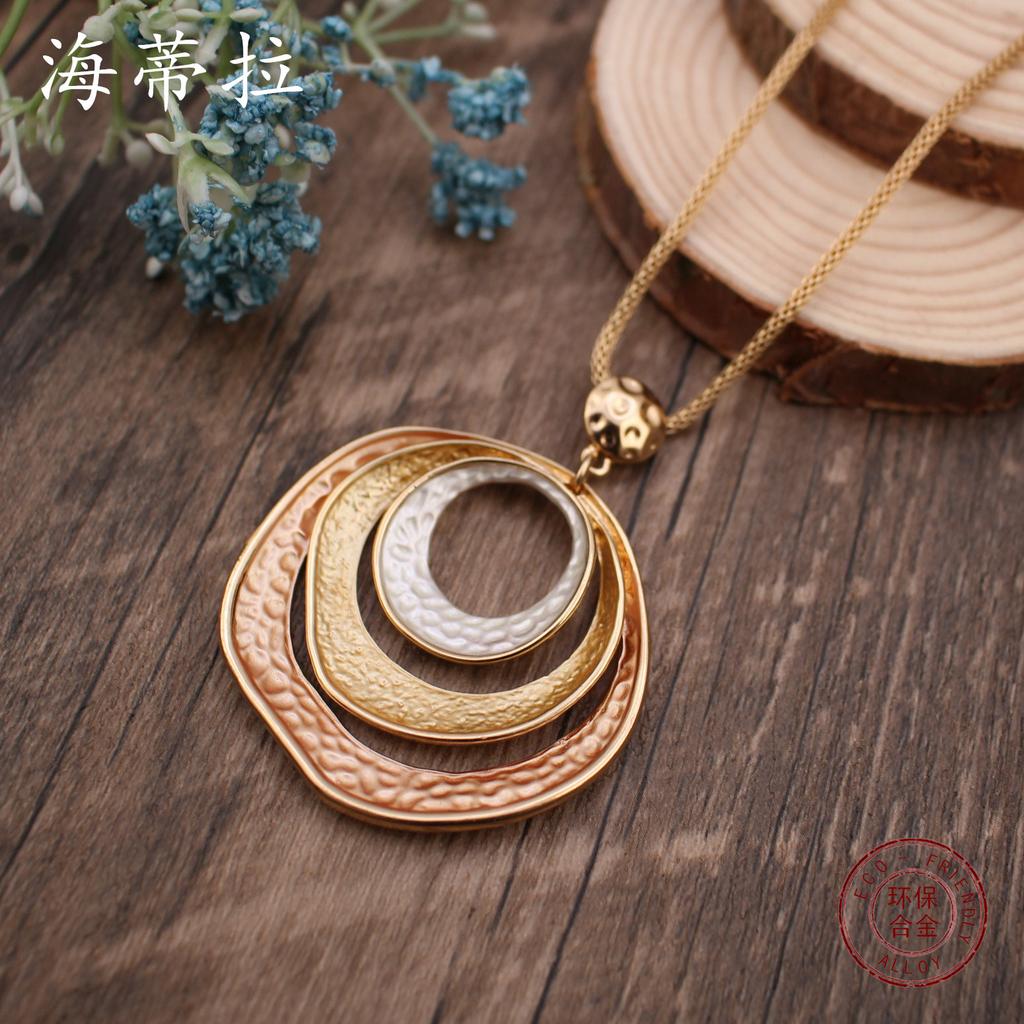 Новый цвет масло геометрическая подвеска-кольцо, простая личность женское универсальное полое кольцо ожерелье