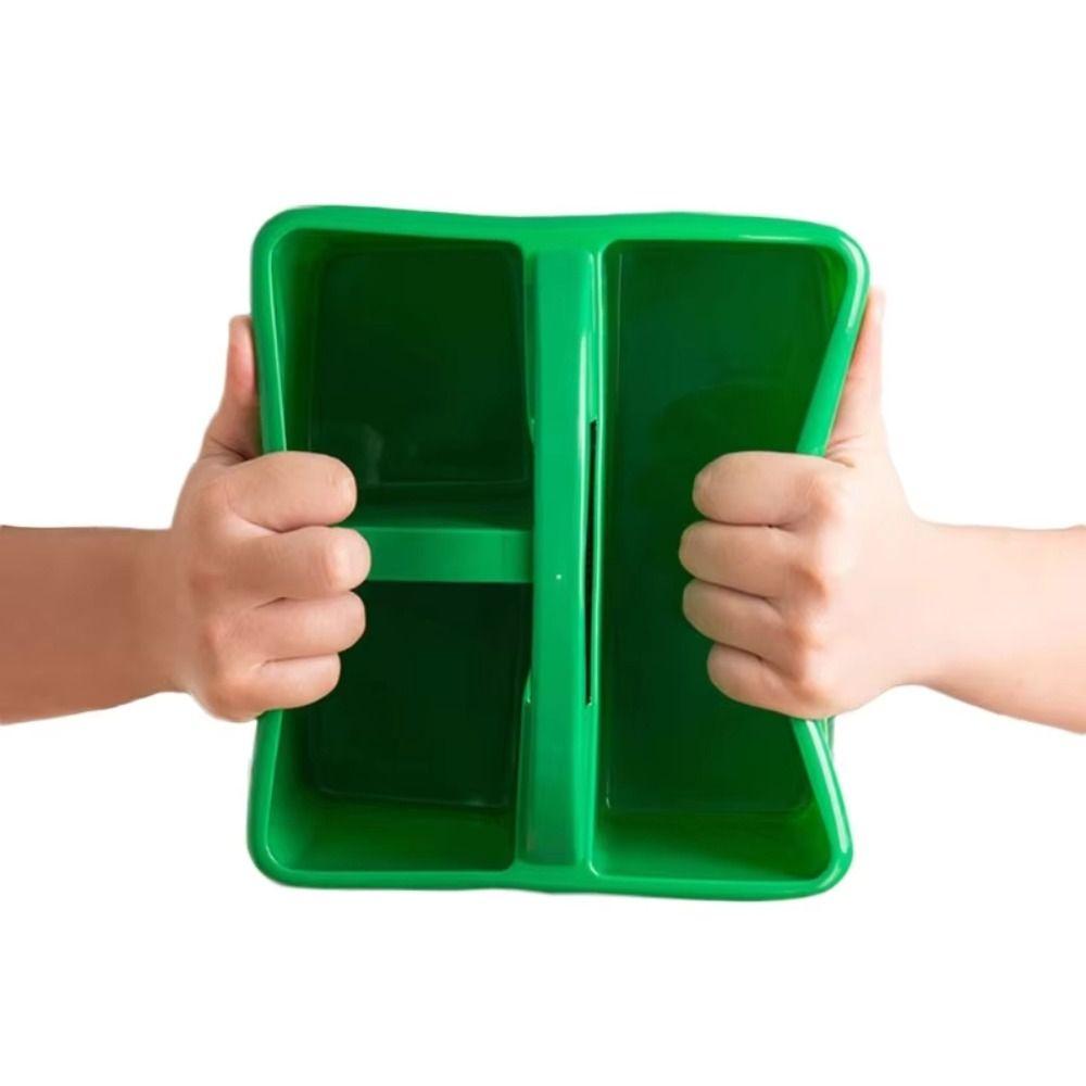 6Pcs/Set 3 Compartments Stationary Storage Basket with Handles Divided Basket Bin  For Paint Brushes