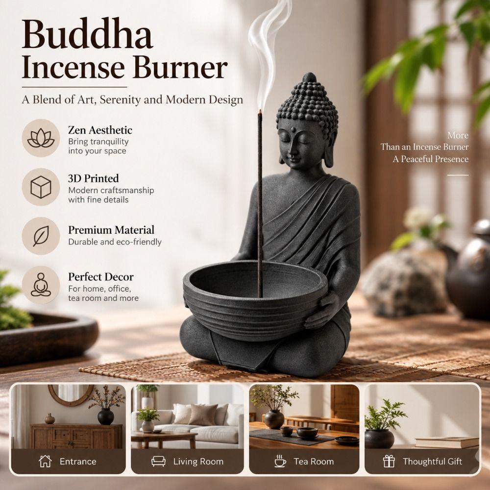 with Ash-Catching Chinese Zen Incense Stick Holder 3D Printed Stick Incense Holder Desktop Use