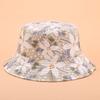 New flower bucket hat women's D printing pot hat summer outdoor flat top versatile sun hat sun protection hat