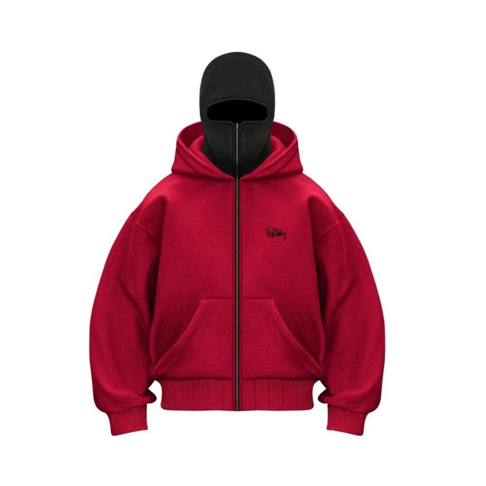 Trendy Fleece Double Hat Hoodie with Unique Design, Unisex Loose Fit Y2K Sweatshirt for Fall/Winter