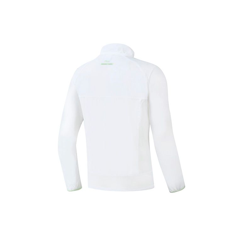 Fila Спортивная куртка с принтом логотипа, дышащая, однотонная, спортивно-повседневная, тканая, мужская куртка, нефритово-белая, A11M223703F-WT