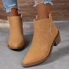 Women's Boots Autumn Pointed Suede Thick Heel Booties Women Plus Size 43 Zipper Heeled Ankle Boots Botas De Mujer