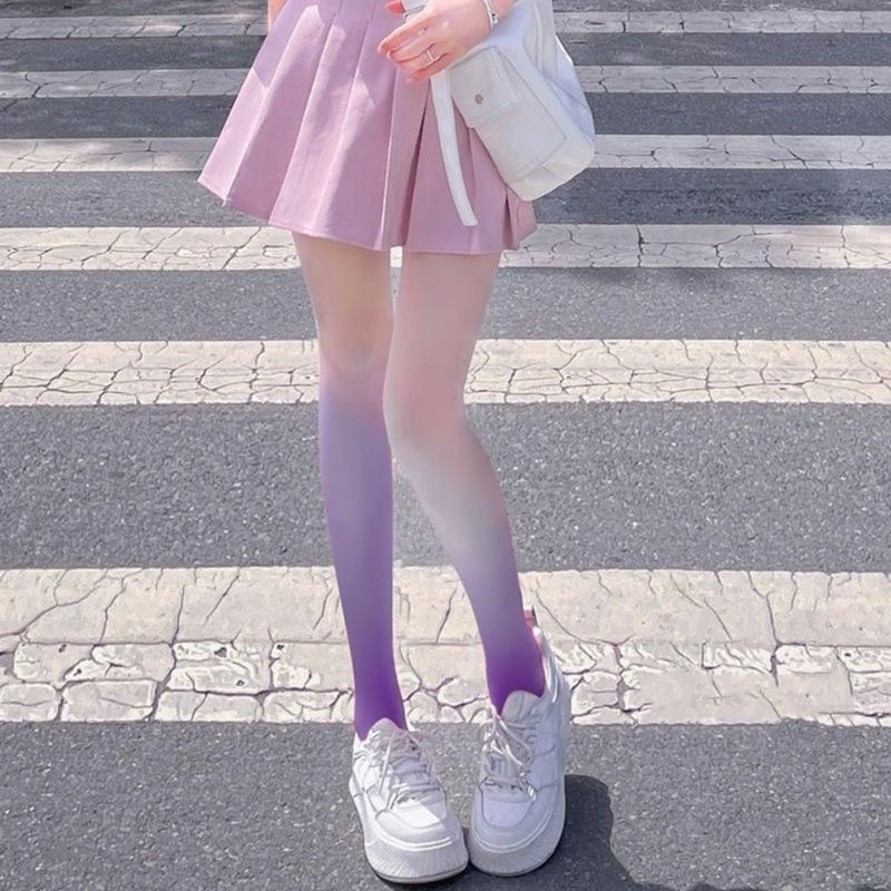Women's Sheer Tights Control Top Pantyhose Rainbow Gradients Tights,High Waist Pantyhose Thigh High Stockings Hosiery