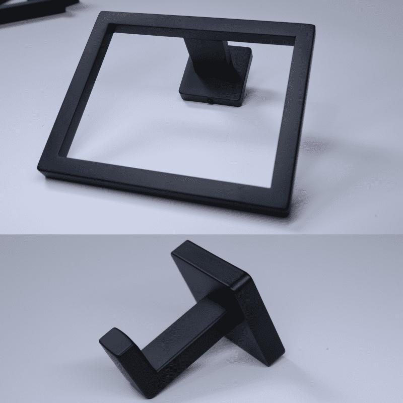 Black Bathroom Hardware Set: Towel Bar, Toilet Paper Holder, Towel Ring, Coat Hook, Storage Rack