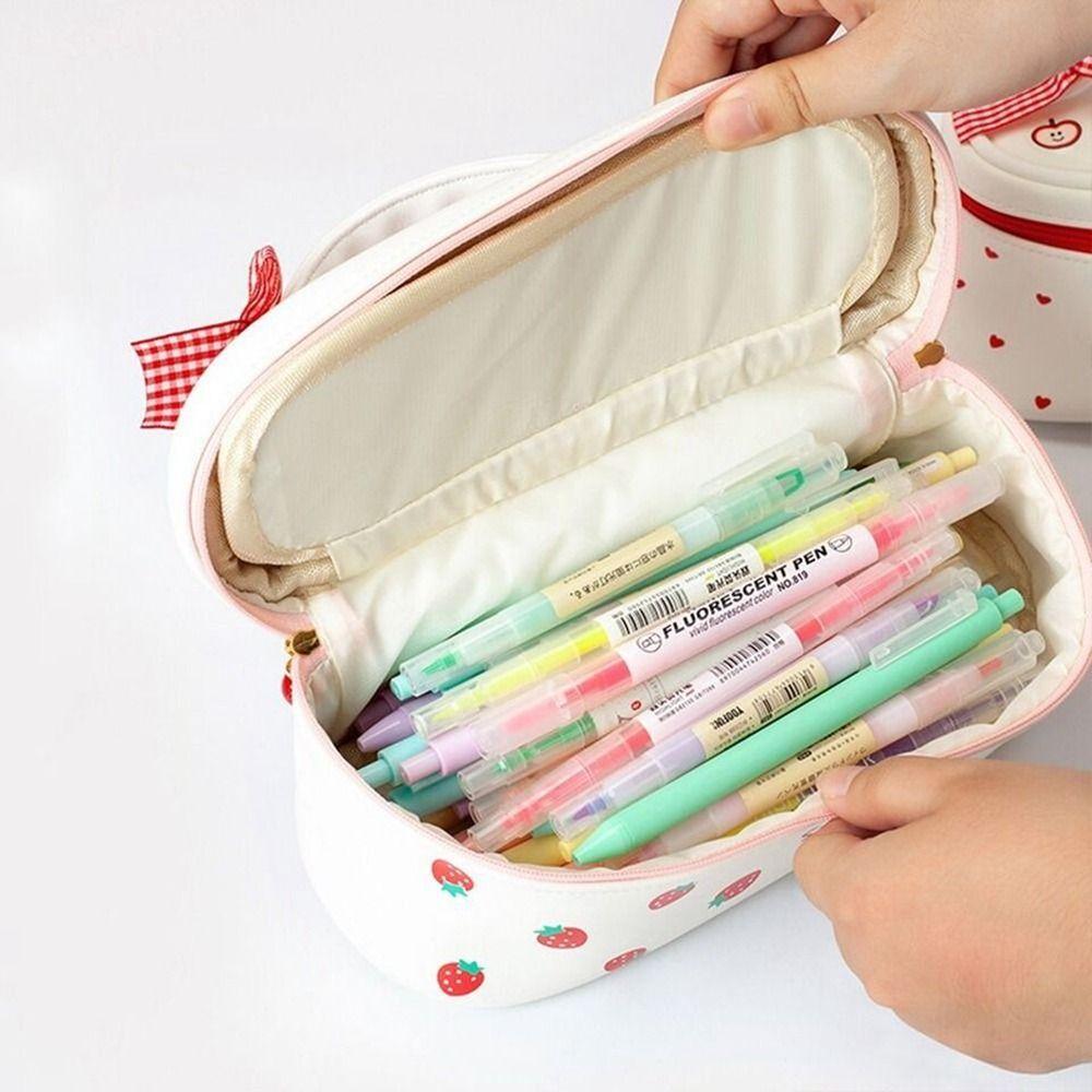 Large Capacity Pencil Boxes Double-deck Cosmetic Bag Multifunctional Pencil Case Girls