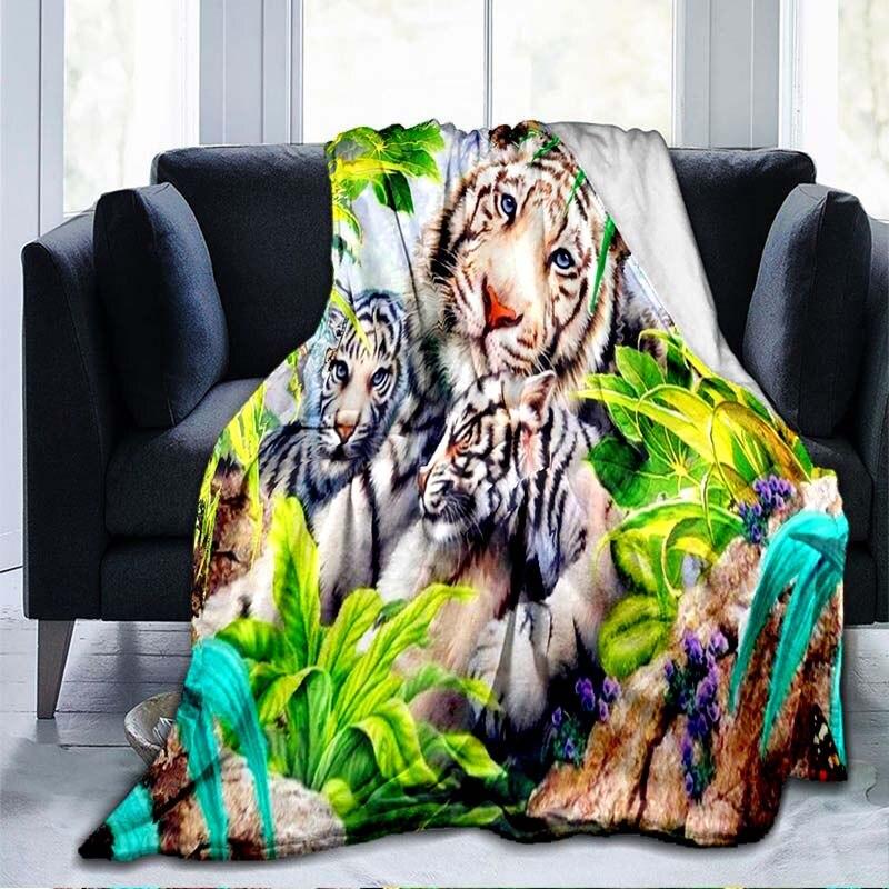 Одеяло с тигром, одеяло с 3D принтом мультфильма, фланелевое одеяло, семейное одеяло для домашних животных, одеяло для дивана, подарок