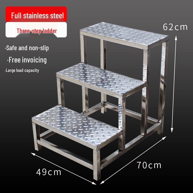 Stainless Steel Multi-Height Step Stool for Home, Factory, and Hospital Use