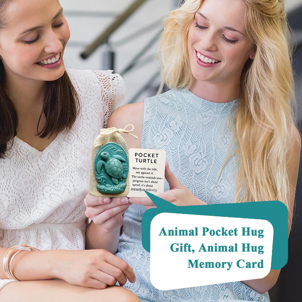 Подарок «Карманные объятия животного», Открытка-памятка «Объятия животного», Вдохновляющий и продуманный подарок, Фигурки, символизирующие смелость, мудрость и силу