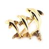 [J3529] - Gold Plated 'Dolphins' Brooch