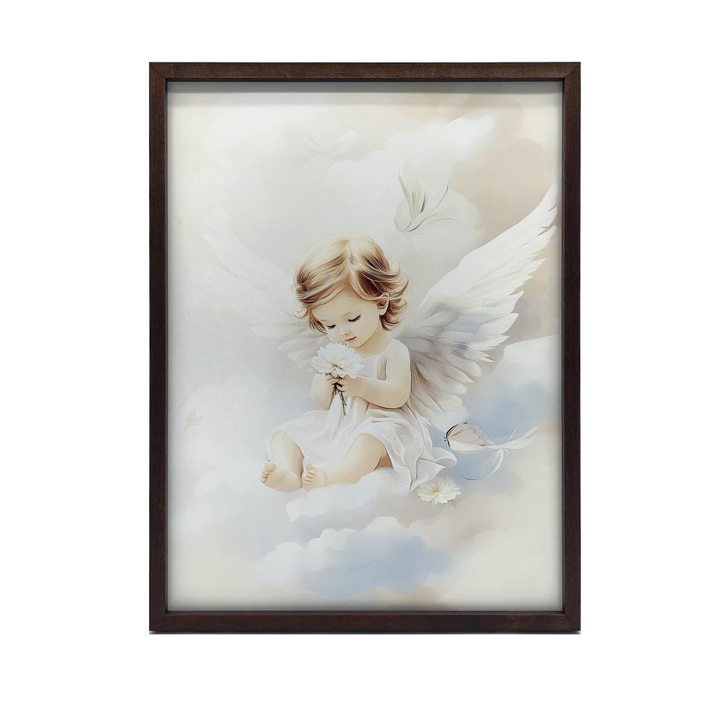 Poster Cute Angel On Clouds Poster Cute Angel On Clouds, 50X70 Cm, Frameless, Premium Canvas On Stretcher
