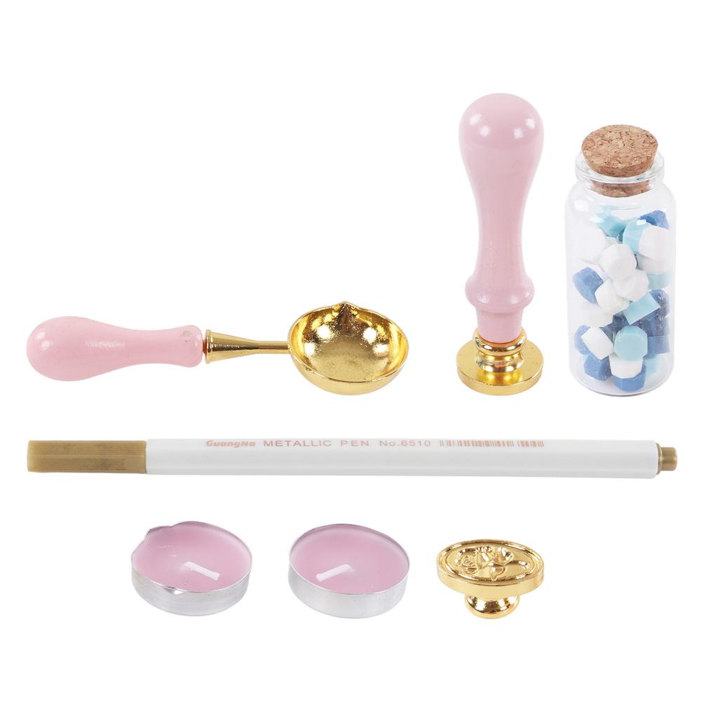 Набор для печати восковыми штампами в стиле ретро с прозрачным узором, набор для запечатывания восковыми штампами в стиле ретро со съемной ручкой для конверта