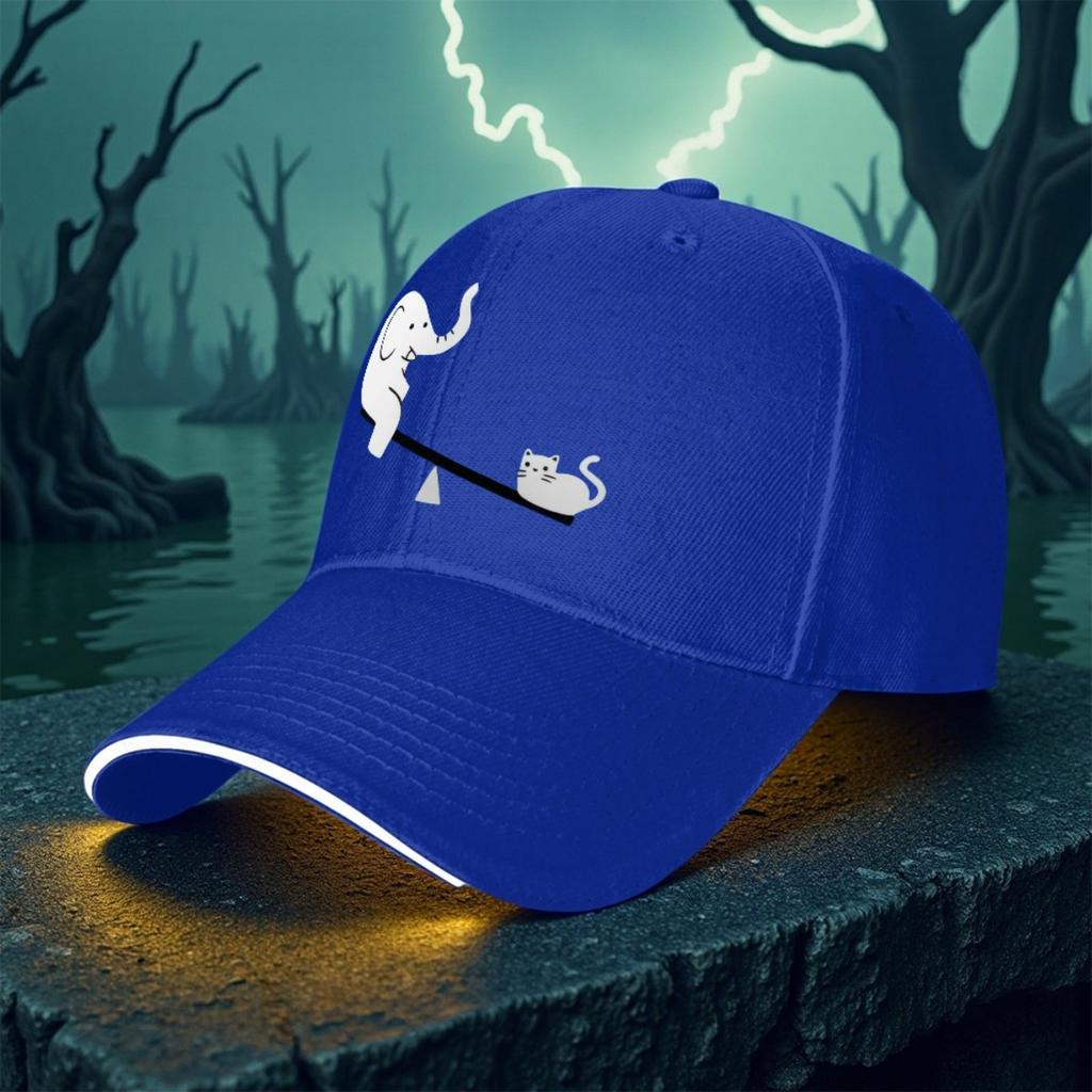 Elephant Cat Seesaw Balance Graphic Baseball Cap Polyester Casual Golf Streetwear Unisex Hat
