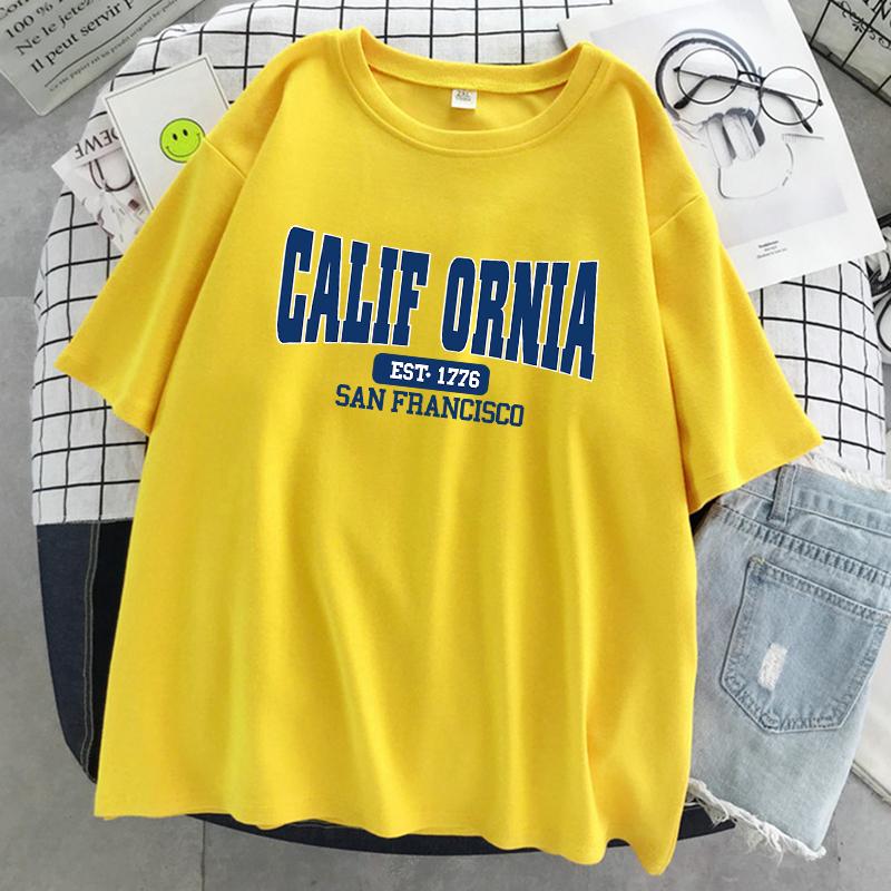 California Est 1776 San Francisco Print Women T-Shirt Street Summer Short Sleeve Cool Sport Clothes Soft Casual T Shirt Female