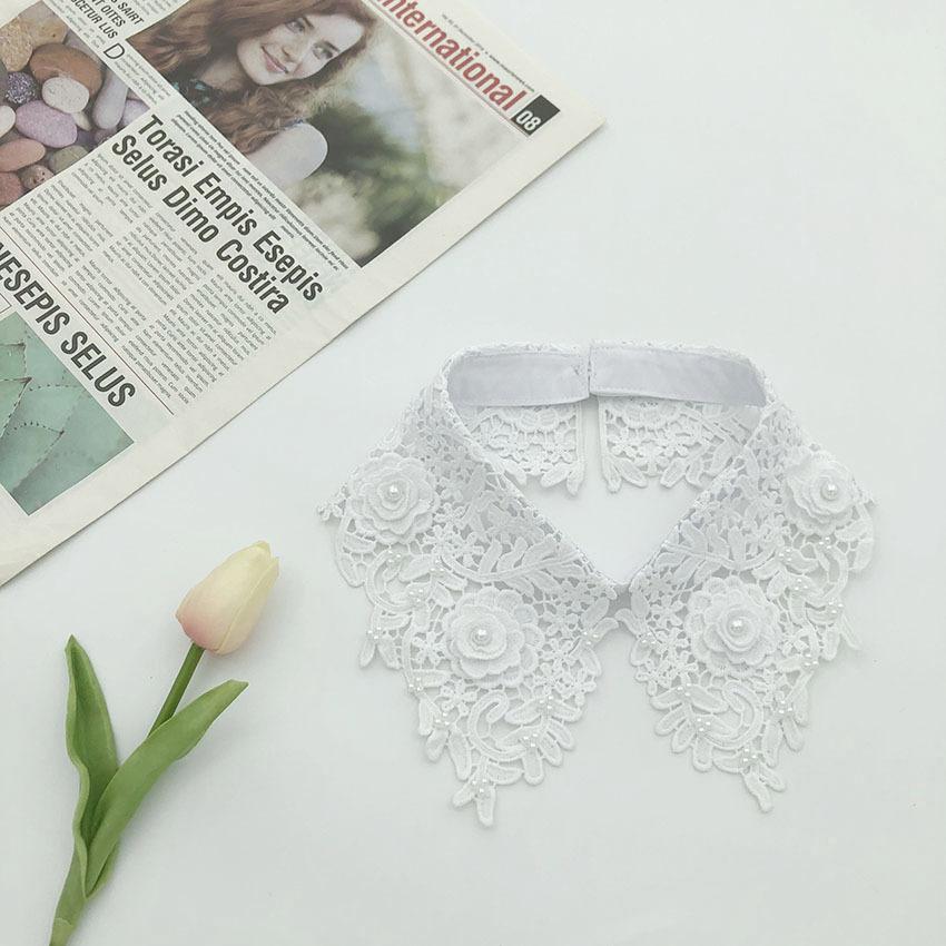 White Fake Collar for Women Shirt Blouse Necklace Candy Color False Collar Handmade Beads Detachable Sweater Collars Decor