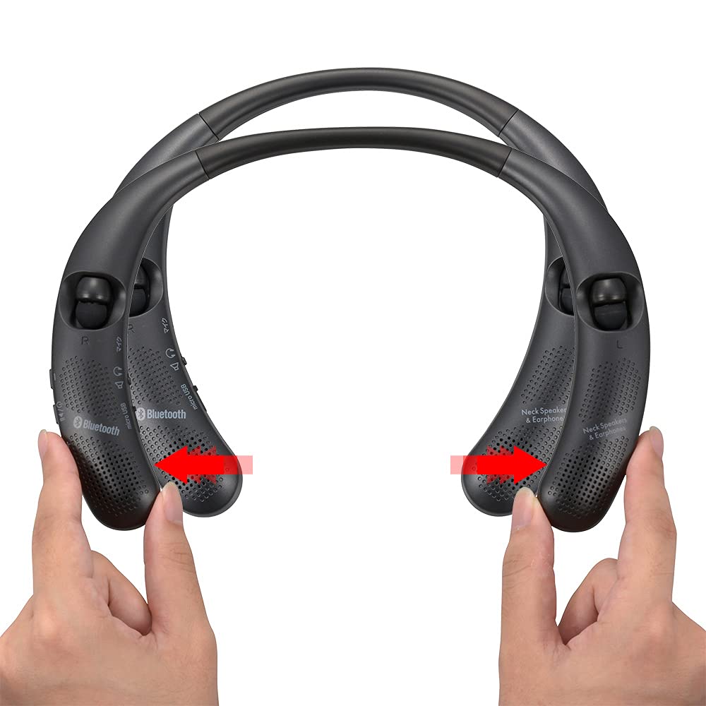 OHM Electric AudioComm Neck Speaker Wireless Neck Wearable Portable Speaker Wireless Earphones Black Bluetooth5.0 ASP-W55Z 03-0950