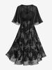 Rosegal Plus Size Silver Stamping Glitter Butterfly Printed Crossover A Line Cami Dress with Chiffon Textured Cape Cloak