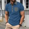 Men's Casual Polo Shirt Lapel Button Color Matching T-Shirt Top