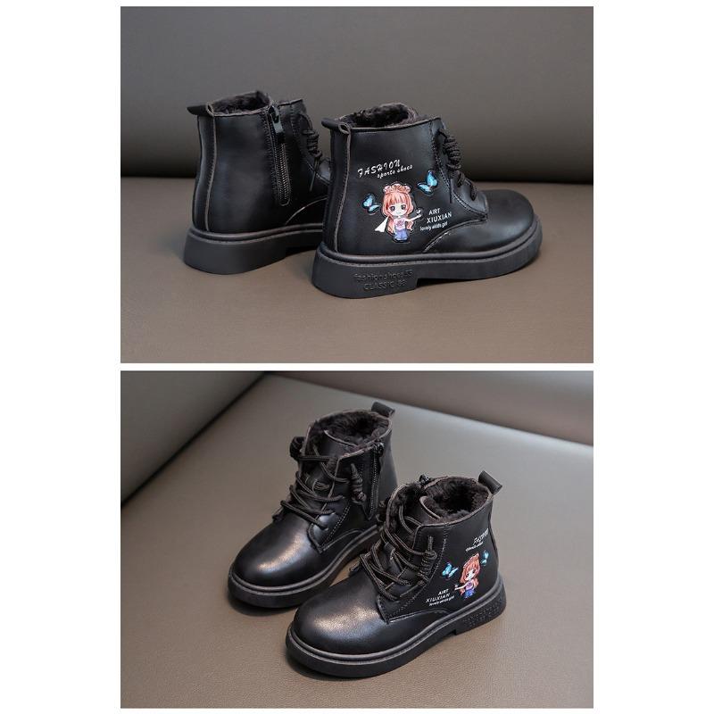 Модные милые туфли для девочек, зимние новые детские короткие ботинки, кожаные ботинки для принцессы