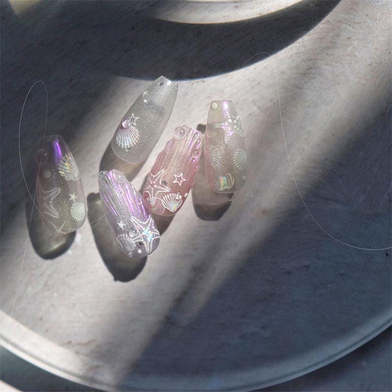 1 лист наклейки для ногтей «Океанская ракушка, медуза», красочная ракушка, раковина, морская звезда, самоклеящаяся наклейка для ногтей, русалка, аврора, пляжная ракушка, слайдер