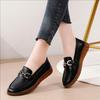 Leather Single Shoes Flat Sole One Pedal Middle-aged and Elderly Women's Shoes Spring New Elderly Cow Tendon Sole Leather Shoes