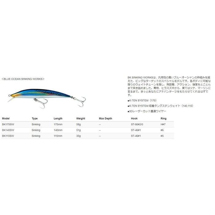 TackleHouse K-TEN Minnow Blue Ocean Тонущий 140мм 51г HH Прозрачный #RS20 BK140SW Воблер