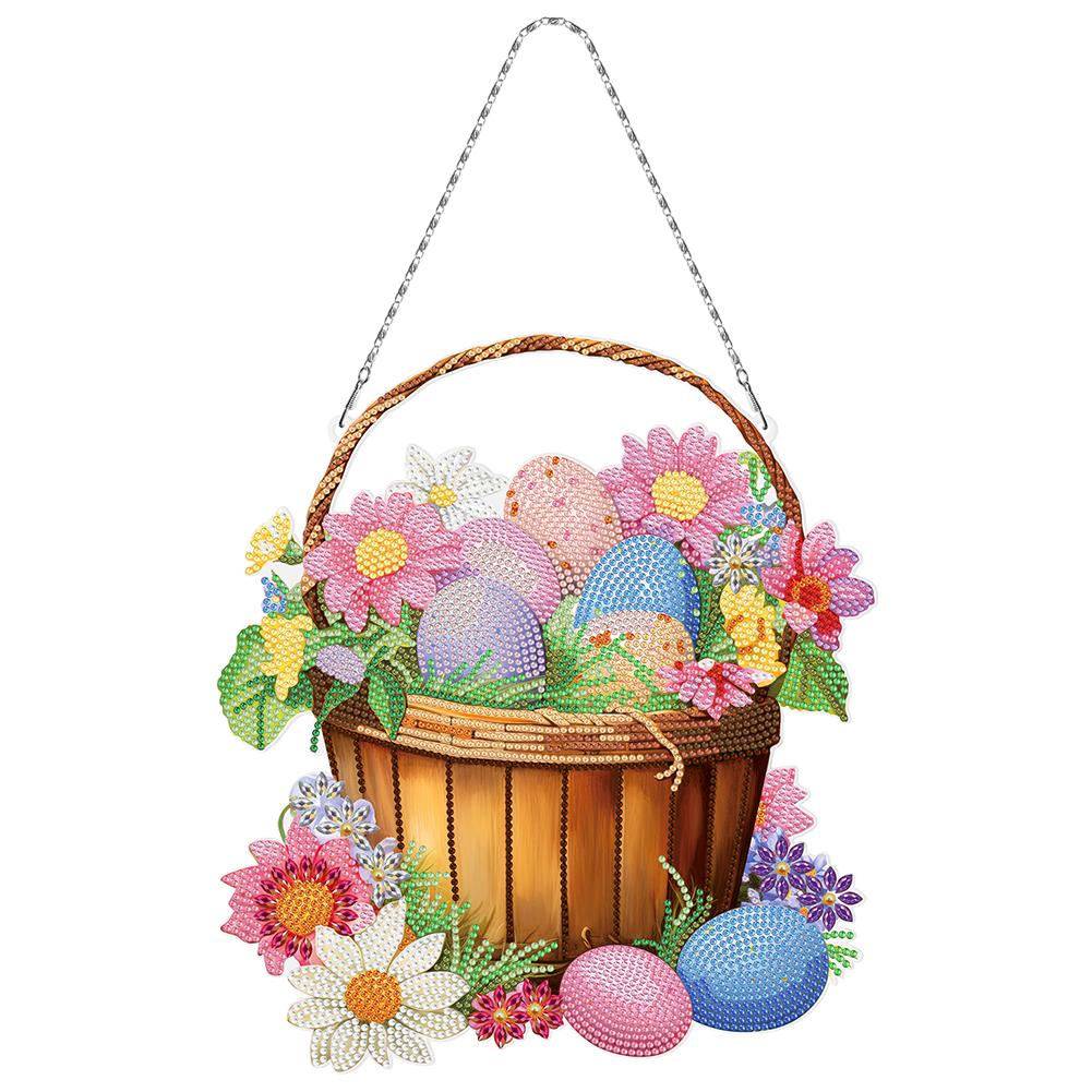 Пасхальный Акриловый Односторонний 5D DIY Алмазная Мозаика Точки Подвеска Стразы Алмазное Искусство Оконные Подвески для Сада Окна Декор