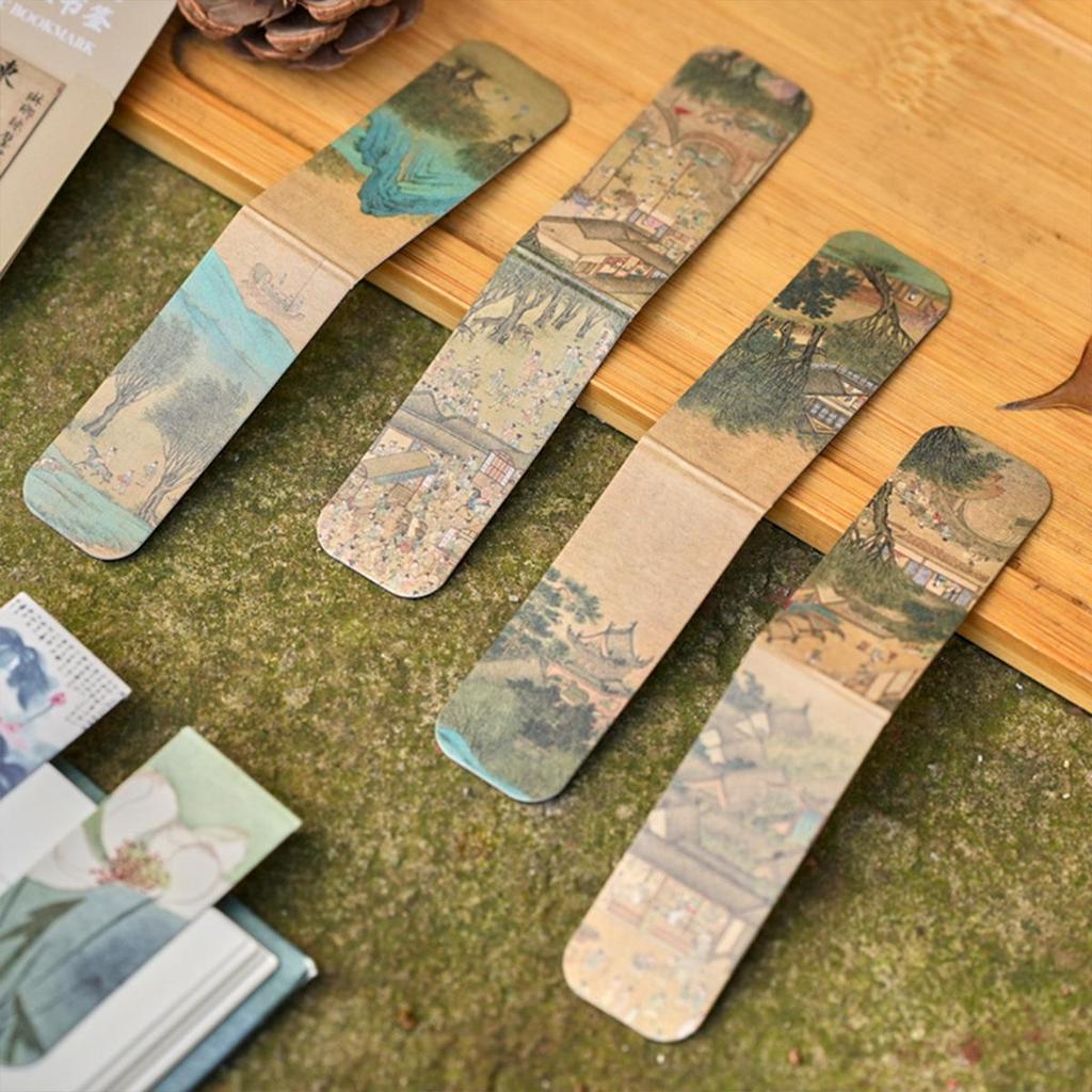 2/4/5 шт./набор Китайская ретро закладка Бамбук Лотос Журавль Пейзаж Закладка для подарка учителю Винтажная эстетическая магнитная закладка