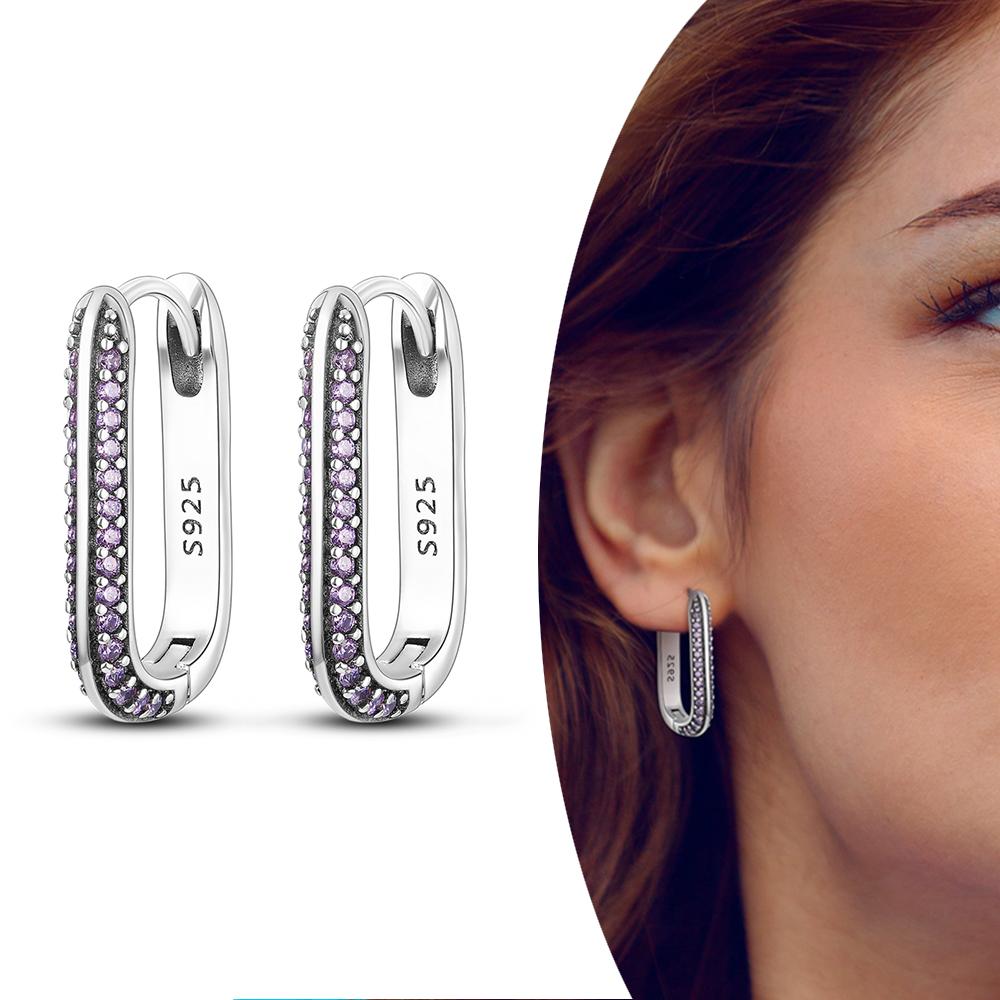 MULA Двойные серьги-кольца из стерлингового серебра 925 пробы с цирконием, цветком, звездой, U-образной формой, квадратным сердцем, паве, серьги-гвоздики в подарок для женщин, ювелирные изделия