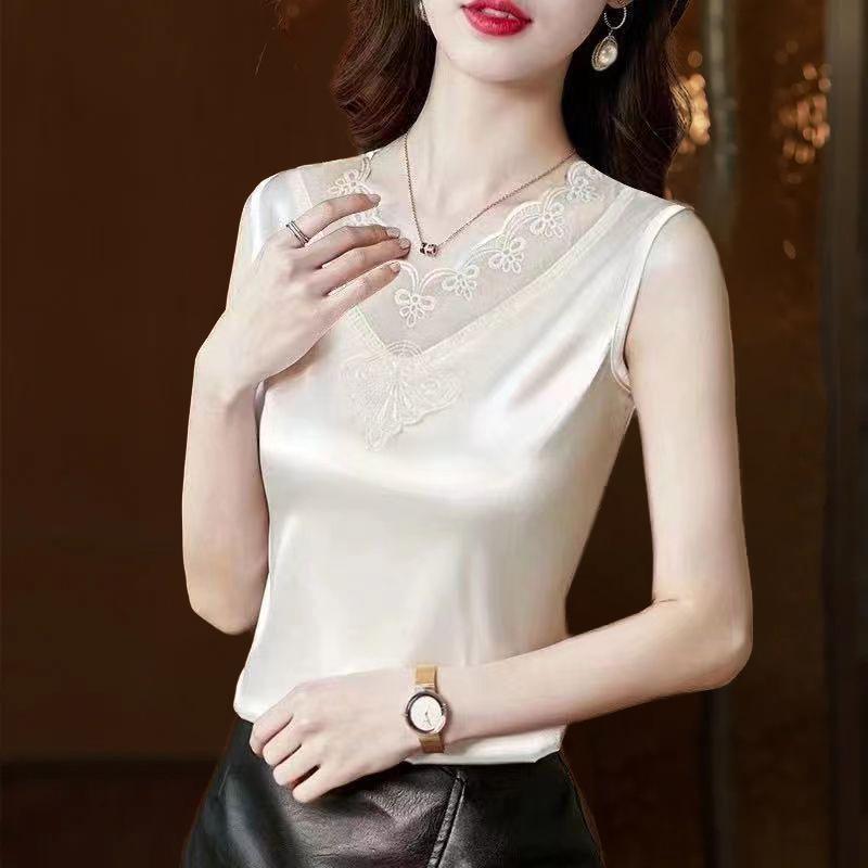 Женский кружевной ацетатный жилет без рукавов - модный внутренний слой для весны и осени