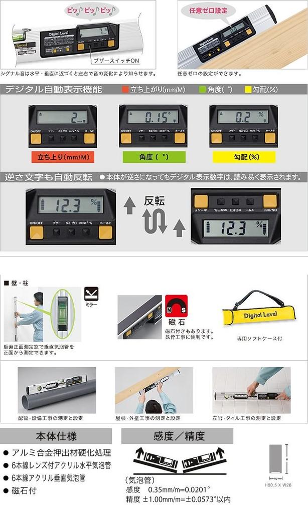 Цифровой уровень Ebisu с магнитом ED-35DGLMN