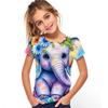 Animal Cute Elephant 3d Printed Fun Girls' T-Shirt Children's Clothing Top Tee Baby Girl T-Shirt Summer Casual Short Sleeve