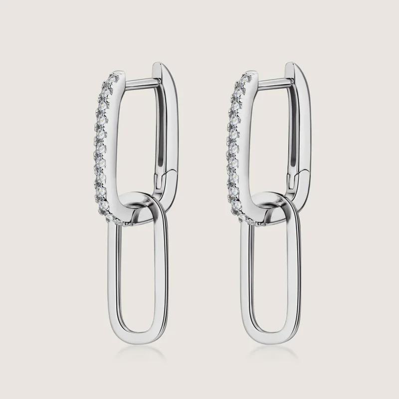 Элегантные женские серьги-кисточки с двойным кольцом и муассанитом - серебро S925, дизайн класса люкс