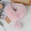 Imitation Fur Winter Scarf with Faux Fur Balls Solid Color Thickened Warm Neck Shawl