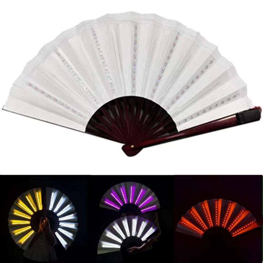 Colorful Glow Folding LED Fan Portable Glowing Hand Fan LED Luminous Fan  Night Show