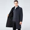 Мужская длинная хлопковая куртка средней длины в стиле business casual с лацканами для среднего и пожилого возраста, кашемировая осенне-зимняя ветровка