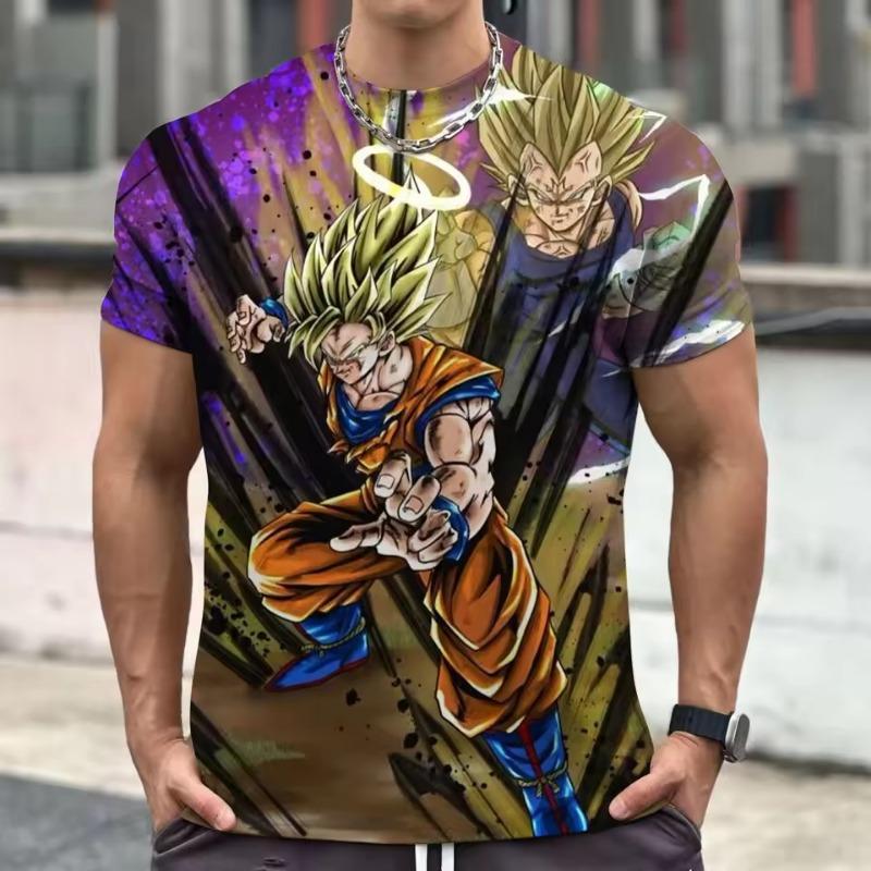 Мужская футболка с мультяшным аниме-принтом в 3D, с круглым вырезом и коротким рукавом, повседневная летняя футболка, подходящая для ежедневной носки и