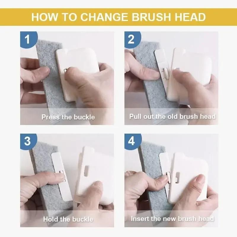 Window Cleaning Brush Windowsill Groove Deadend Cabinet Crevice Brush with Replace Head Household Multifunctional Cleaning Tools