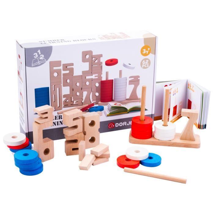 Jeu d'empilement éducatif - Dorjee - D3.403 - 62 pièces - Montessori - À partir de 3 ans