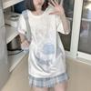 Japanese Kawaii Anime T Shirts Women Sweet Couples Cute Cartoon Print Tshirt Tees White Tops Summer