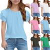 Girls' Ruffled Tee - Solid Color Short Sleeve Casual Top